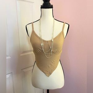 Crop top, color light brown, size S, brand Almost Famous